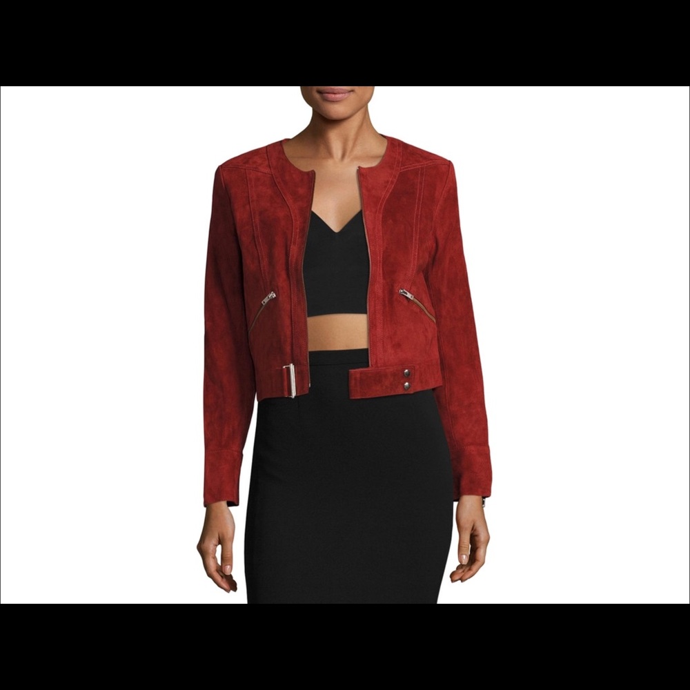 Iro Tatiana collarless suede biker jacket